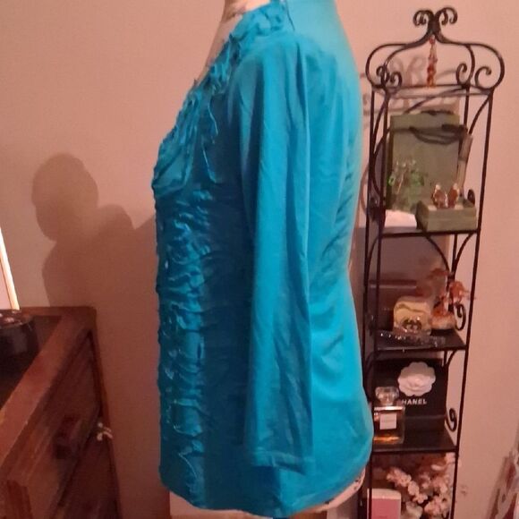 NWT Cable & Gauge Turquoise Textured Blouse Medium - Picture 8 of 13